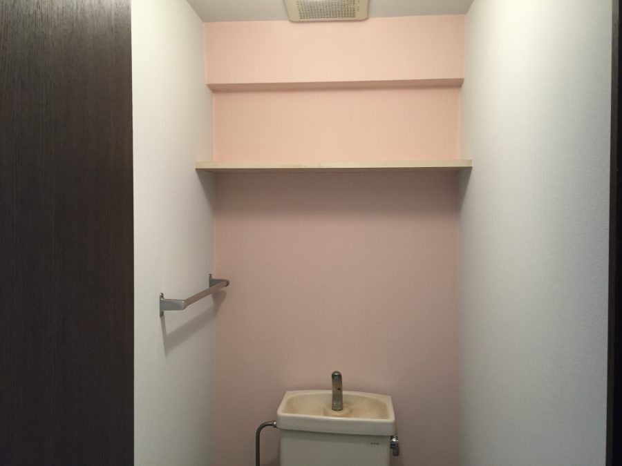 アクセントカラーの事例 トイレ アーキ メイク 壁紙クロスを張り替えないリニューアル